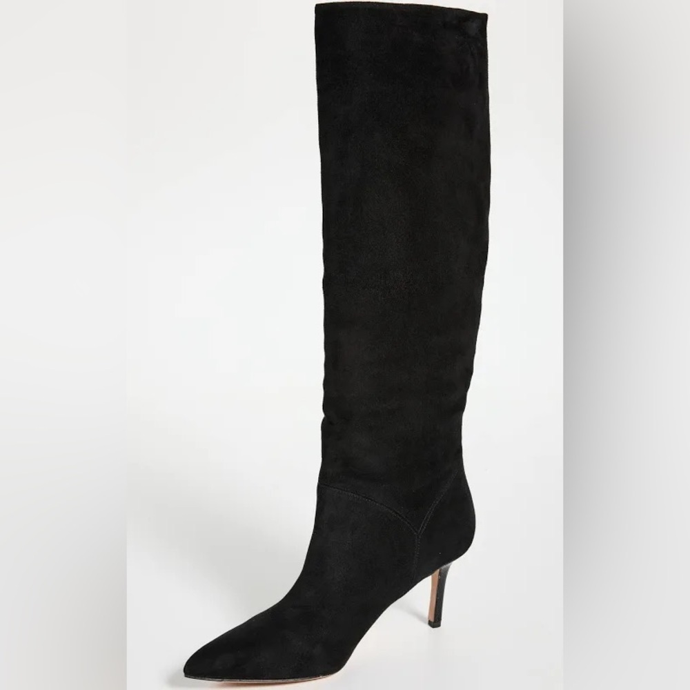 Veronica Beard Lexington Wide Calf Suede Stiletto Knee Boots Black NIB $695 6.5 - Picture 4 of 15
